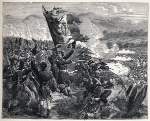 Erste Koalition: Oberst Antoine Guillaume Rampon (1759-1842) in der Schlacht von Montenotte am 12. April von French School