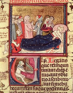 Ein sterbender Mann diktiert sein Testament, aus Justiniani in Fortiatum von French School