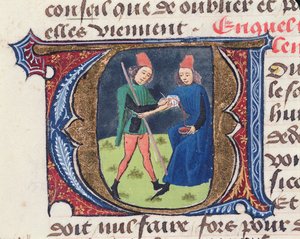 Fol.19r Aderlass, aus Traite de Medecine von Aldebrande de Florence, 1356