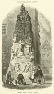 Brunnen des Hotels de Lisieux, Rouen (Gravur) von French School