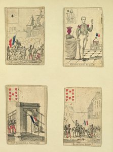 Vier Spielkarten zur Erinnerung an die Helden des Juli 1830, 1831