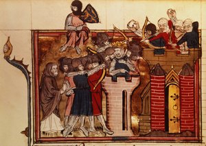 Der Kreuzzugangriff auf Jerusalem im Jahr 1099, aus Le Roman de Godefroi de Bouillon von French School