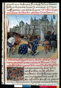 Einnahme von Tours durch Philippe Auguste (1165-1223), König von Frankreich im Jahr 1202 von French School