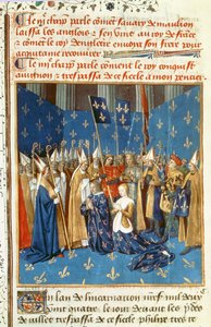 Krönung von Ludwig VIII (1187-1226) und Blanche de Castile in Reims in Anwesenheit des Königs von Jerusalem