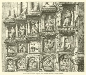 Fragment der Reliefs am Portal der Kathedrale von Sens von French School