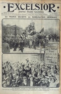 Frankreich erklärt die Generalmobilmachung am 2. August 1914, Titelillustration von Excelsior am Sonntag, 2. August 1914
