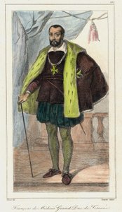 Francesco de Medici (Franz von Medici), Großherzog der Toskana (1541-1587), Vater von Maria von Medici. Gravur 19. Jahrhundert. von French School