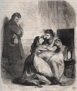 Francoise de Montmorency-Fosseux (Montmorency Fosseux) (1566-1641) bittet Königin Marguerite de Valois (1553-1615), bekannt als Königin Margot, um Vergebung. Sie ist die Geliebte von König Heinrich IV. (1553-1610) und bringt ihr Kind zur Welt von French School