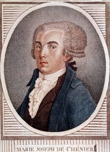 Französische Revolution: Porträt des Diplomaten, Dichters und Historikers Marie Joseph Chenier (1764-1811), Autor des "Chant du départ". Gravur des 19. Jahrhunderts