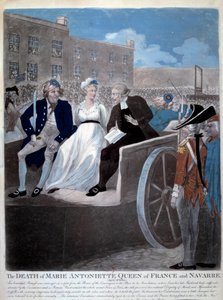 Französische Revolution: Die Königin von Frankreich Marie Antoinette (1755-1793) wird zur Guillotine gebracht. Gravur von 1793. Paris, Bibliothek des Arsenal von French School