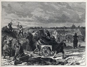Französische Revolution: Arbeiten auf dem Marsfeld in Paris zur Vorbereitung des Fête de la Fédération im Jahr 1790 von French School