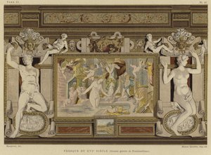Fresko im Schloss Fontainebleau, Frankreich, 16. Jahrhundert