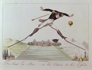 Von Hoch zu Tief... oder die Ursachen und Wirkungen, Karikatur der Außenpolitik Napoleons, ca. 1814