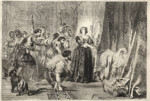 Fronde - Das Volk verlangt, den König zu sehen: Paris, Palais Royal, 9. Februar 1651 - Fronde: In der Nacht des 9. Februar 1651 zeigt Anne von Österreich (1601-1666) Ludwig XIV., bekannt als der Sonnenkönig (König Soleil oder Ludwig der Große) im Palais Ro von French School