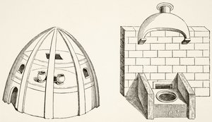 Öfen, wie sie von Wissenschaftlern und Alchemisten im Mittelalter verwendet wurden, aus Wissenschaft und Literatur im Mittelalter von Paul Lacroix (1806-84), veröffentlicht in London 1878