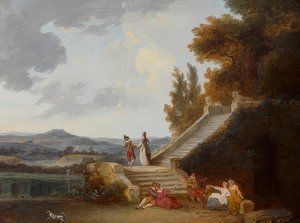 Galante Gesellschaft in Parklandschaft