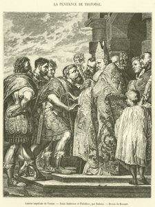 Kaiserliche Galerie von Wien, Sankt Ambrosius und Theodosius (Gravur) von French School