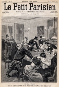 Spielhaus in Paris: Polizeirazzia in einem Glücksspielclub (Casino). In „Le Petit Parisien“ am 26.02.1893 (Gravur)