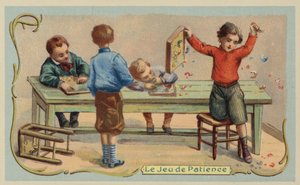 Geduldsspiel (Chromolithografie) von French School