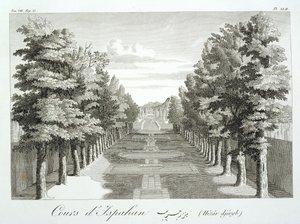 Gärten in Tshehar-Bagh, Isfahan, aus Voyages du Chevalier Chardin en Perse, et autres Lieux de l