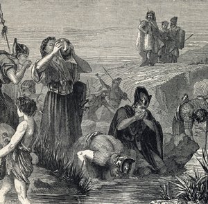Gideon wird von Gott berufen, die Midianiter zu besiegen, und wählt seine Soldaten aus denen aus, die beim Trinken Wasser zum Mund führen