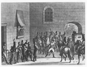 General Dumouriez verhaftet Vertreter der Konvention (Gravur) von French School