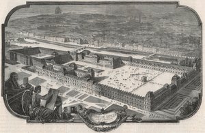 Gesamtansicht des Palais du Louvre und der Tuilerien im Jahr 1852 - Gravur in „Tableau-de-Paris“ von Edmond Texier 1852 von French School