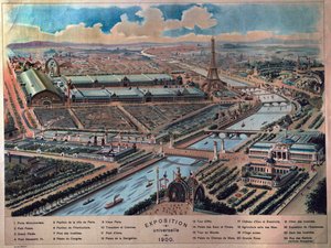 Gesamtansicht der Pariser Weltausstellung. Gravur von 1900. Musée Carnavalet. von French School