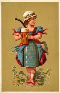 Mädchen mit einem großen Glas Bier von French School