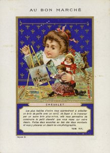 Mädchen spielt mit Puppenmalerei, Chevalet von French School