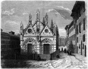 Gotische Architektur: Außenansicht der Kirche Santa Maria della Spina (13. Jahrhundert-14. Jahrhundert) in Pisa, Italien