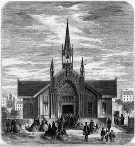 Gotische Architektur: Ansicht der Fassade der Kirche Sainte Marie des Champs, Paris