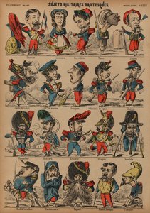 Groteske Militärkarikaturen (Farbstich) von French School