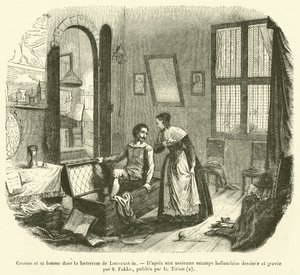 Grotius und seine Frau in der Festung von Louvenstein von French School