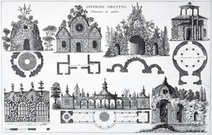 Grotto-Entwürfe aus Jardins Anglo-Chinois von George Louis Le Rouge, veröffentlicht 1775-78