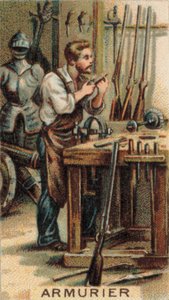 Büchsenmacher bei der Arbeit in seiner Werkstatt
