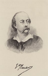 Gustave Flaubert, französischer Romanautor (Gravur) von French School