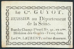 Guyot, Gerichtsvollzieher, Visitenkarte von French School