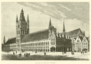 Hallen und Belfried von Ypern (Gravur) von French School