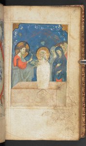 Harley 2928, f.15r, Auferweckung des Lazarus, Szene aus dem Evangelium des Johannes (Pergament) von French School