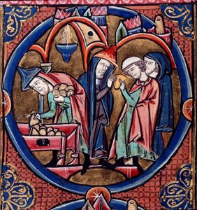 Menelaos übergibt das Tributgeld an Antiochus, König von Syrien, und sichert sich das Hohepriesteramt mit dem Bestechungsgeld