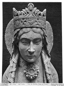 Kopf von St. Clotilda, aus der Kirche Notre-Dame von Corbeil (Gipsabguss) (Detail) von French School