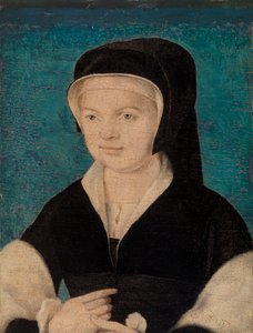 Kopf einer Frau auf blauem Grund