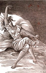 Kopfschmerzen, Melancholie und Hysterie, Angst. 1887 (Gravur) von French School