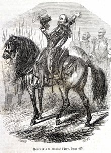 Heinrich IV. (1553 - 1610) in der Schlacht von Ivry (14.03.1590) - in „Histoire de France“ von L.-P. Anquetil von French School