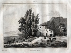 Einsiedelei des Vesuvs - ERMITAGE DU VESUVE NEAPEL ITALIEN - Vesuv Gravur aus „Bilderbuch Italien“ - Historische und beschreibende Malerei von Italien“ von M. de Norvins, Ch. Nodier 1834-1836