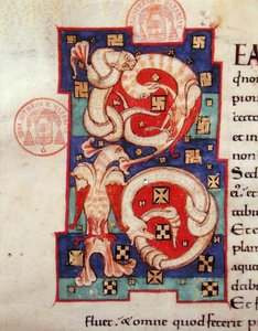 Historiierte Initiale, aus einer lateinischen Bibel