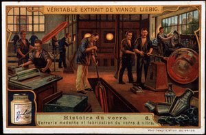 Geschichte des Glases: Moderne Glaswaren und Glasherstellung Ende des 19. Jahrhunderts. Späte 19. Jahrhundert Liébig Chromolithographie
