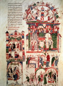 Geschichte des Lebens von König Salomo Seite der Bibel von Noailles (10. oder 11. Jahrhundert) Paris, B.N.