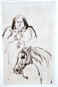 Honoré de Balzac (1799-1850) und sein Pferd von French School